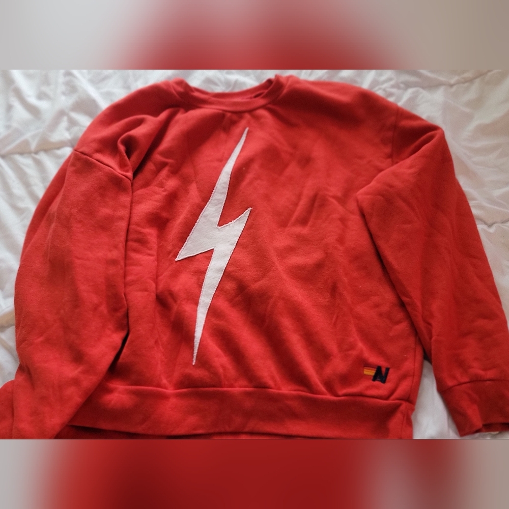 AVIATOR NATION Red Lightning Bolt Sweater